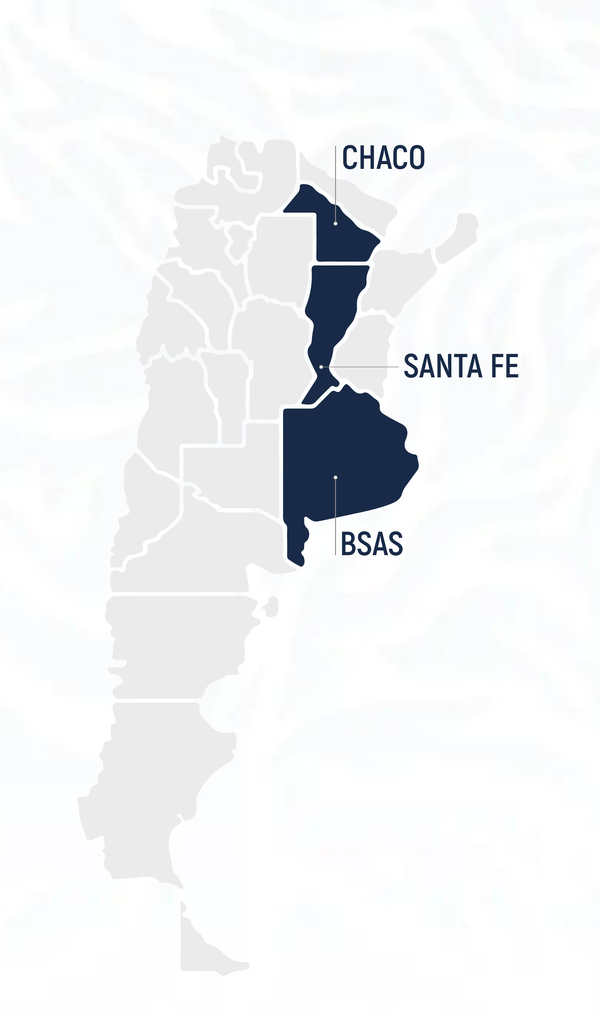 Mapa de Argentina: operaciones en Chaco, Santa Fe y Buenos Aires